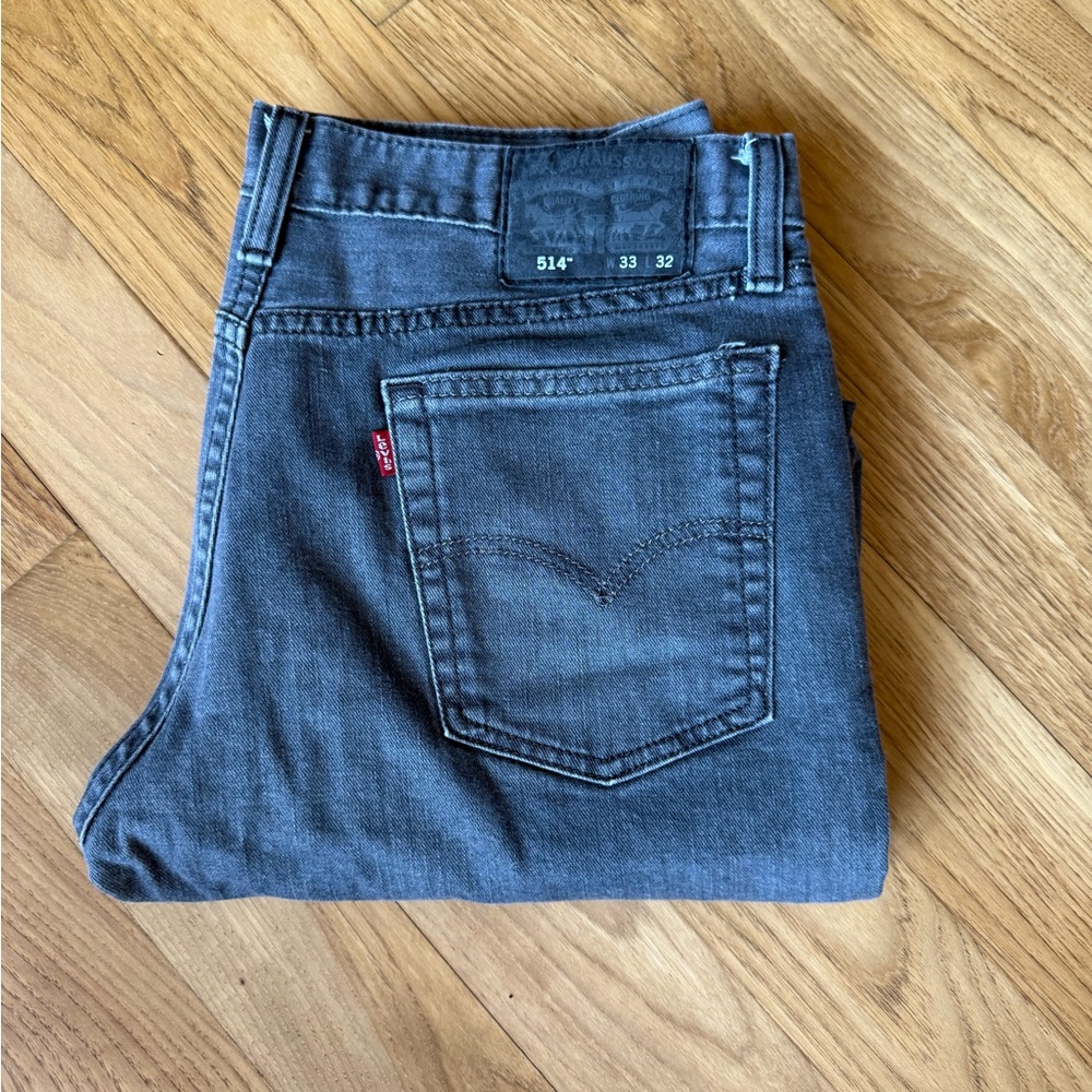 Levi's 514 Dark Charcoal Grey Denim Jeans - Men's Size 33 x 32